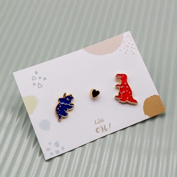 恐龍 完整的愛love 夾式耳環