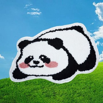 可愛熊貓植絨簇絨臥室床邊毯房間裝飾地墊加厚防滑地毯浴室吸水墊