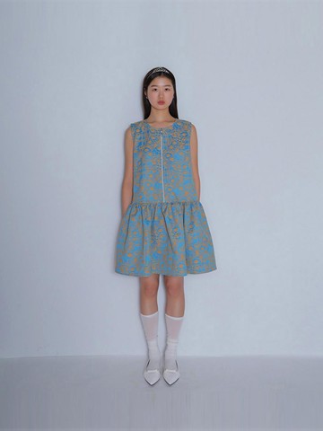 Zip Up Form-fitting Mini Dress [Sky]