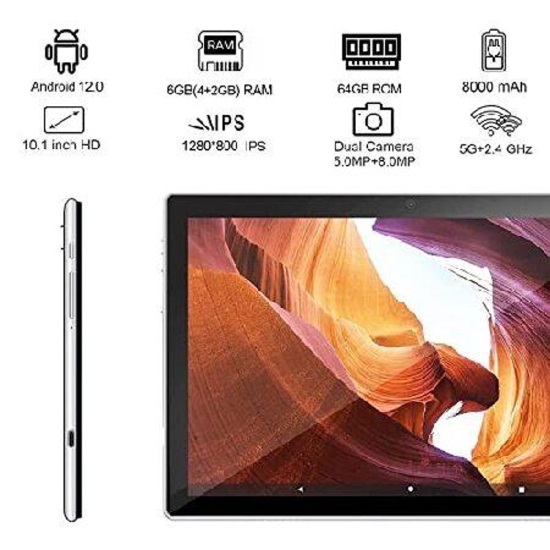 Android Tablet 10 inch, Android 12 Tablet, 6GB RAM 64GB ROM, 512GB Expand  Android Tablet with Dual Camera, 5G & 2.4G WiFi, Bluetooth, 8000mAh, HD