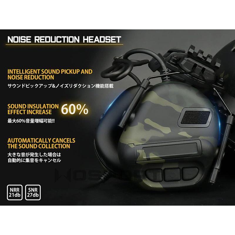 WoSporT Gen5 タクティカル ヘッドセット w サウンドピックアップノイズリダクション for ヘルメット(ARC) BK