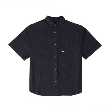 CONVERSE COOL MAX DENIM SHIRT DK DENIM BLUE 短袖襯衫 男 深藍色-MCH628-UHD