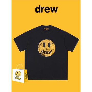 Drew潮牌做舊破壞笑臉純棉短袖T恤男夏季美式FOG寬松情侶半袖女