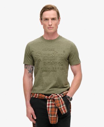 Superdry Men's Embossed Graphic T-Shirt Green Size: S
