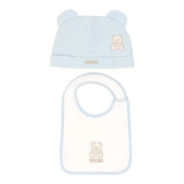 Moschino Kids 藍色嬰幼兒禮品組 - 帽子圍兜