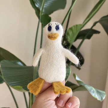 白鵝手指偶 小白鵝 鳥 講故事道具 羊毛氈指偶