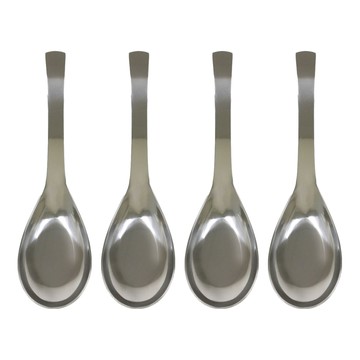 橘之屋 極緻 不鏽鋼製 一體成形 匙面寬大 堅固耐用  銀色  中式餐匙  4支
