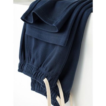 夢中情褲！藏青色重磅斜紋直筒衛褲女 美式復古休閑百搭運動長褲