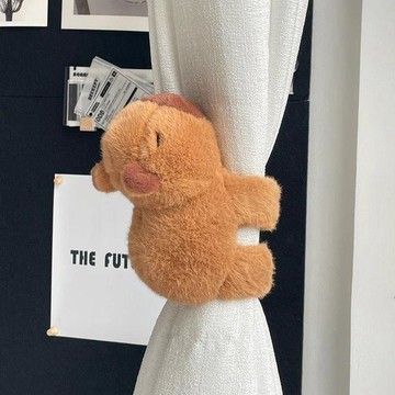 【兔子】可愛毛絨窗簾綁帶固定一對裝飾公仔臥室客廳創意擺件免運