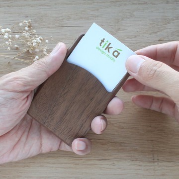 客製化禮物 名刺_盒(名片夾) 免費刻名字 台灣限量手作 黑胡桃