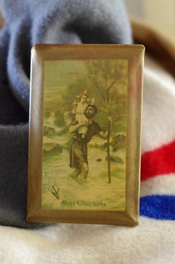 古董聖經信仰人物擺飾相框 Saint Christophe W808A
