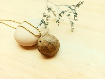 復古麻花圓形香水瓶精油瓶陶項鍊 (大小顆)