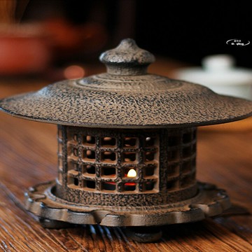 【免運】茶寵 擺件 茶室鑄鐵雪見燈高端茶空間氛圍蠟燭燈茶桌茶寵擺件玄關燈禪意