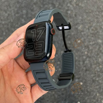 散熱 矽膠 磁吸折疊扣 適用 Apple Watch 11 10 9 8 7 6 SE 防水錶帶 42mm 46mm