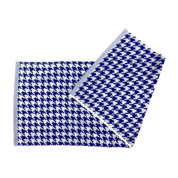 LIFE 來福牌 千鳥格緹花毛巾 藍色 超柔軟吸水 76 x 33cm  1條