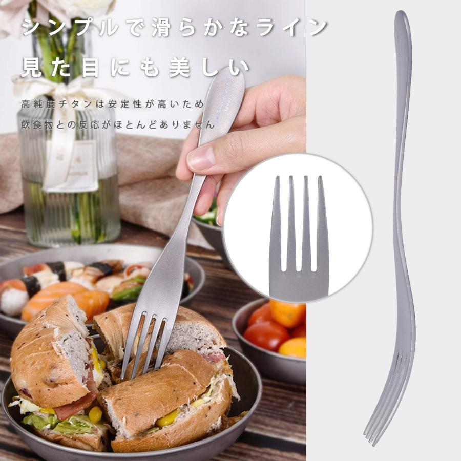 Boundless Voyage チタン スプーン フォーク セット 純チタン食器 カトラリー 2mm厚い 錆びない 家庭用 キャンプ用 洋食 和食