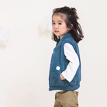 立體兔兔小熊耳朵造型口袋毛絨保暖背心-OB嚴選