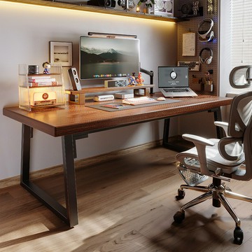 實木電腦桌臺式電競桌家用辦公桌臥室學生學習書桌雙人桌子工作臺