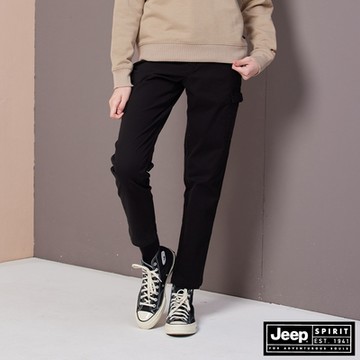 JEEP 女裝 率性造型多口袋長褲-黑色
