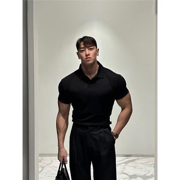 短袖polo衫男士夏季美式復古高品質輕熟風t恤百搭休閑修身翻領衫