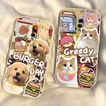 漢堡貓適用真我X手機殼realmeX50女款網紅可愛小金毛防摔少女心硅膠MY萌寵全包個性軟殼