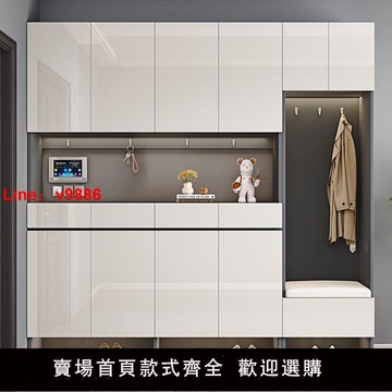 【公司貨超低價】實木入門鞋柜門口進門換鞋凳一體靠墻玄關柜輕奢大容量收納儲物柜