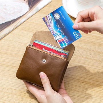 新款真皮多功能復古油蠟小錢包迷你簡約雙層零錢包卡包小巧硬幣包