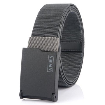 男士彈力帆布腰帶塑料平滑扣松緊尼龍皮帶年輕人休閑潮流百搭褲帶