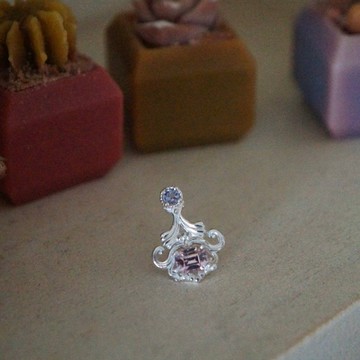 手搖鈴耳針 尖晶石 堇青石耳環 單耳 925銀