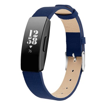 優樂悅~Fitbit Inspire HR手環腕帶 Inspire 紡織網格紋帶真皮表帶皮帶