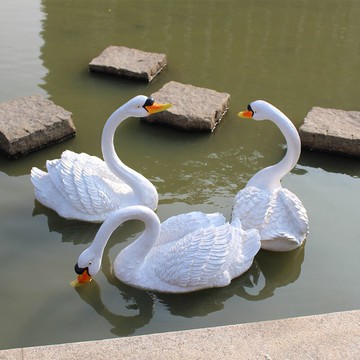戶外小區公園庭院假山魚缸水景魚池裝飾造景擺件浮仿真天鵝擺件