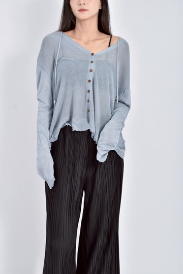 (XL) 質感連帽薄款藍色外套