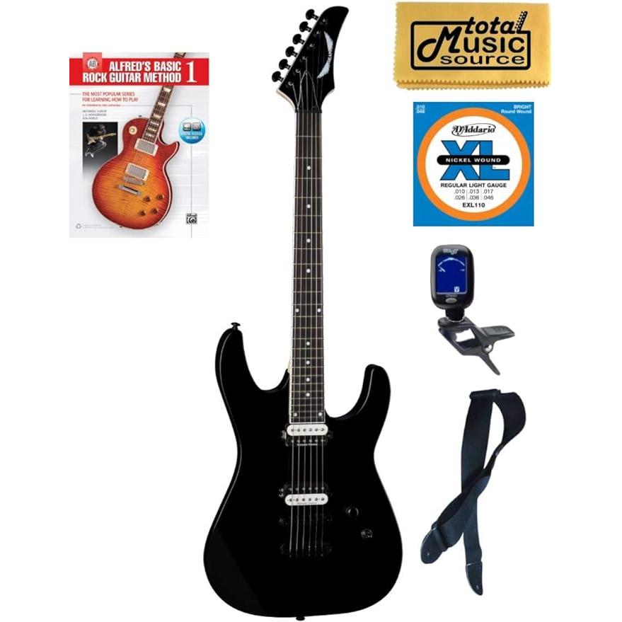 Dean MD24 CBK Modern Select Series Electric Guitar, Classic Black, Book Bundle