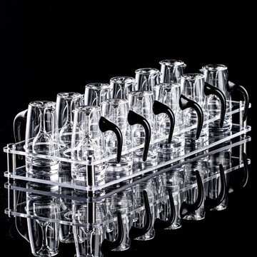 手工水晶玻璃白酒杯套裝時尚黑把帶刻度分酒器家用聚會烈酒高腳杯