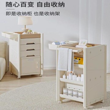 哈比樹家用落地多層置物架床頭收納柜嬰兒奶瓶零食分類移動儲物柜