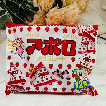 日本 Meiji 明治 草莓可可風味巧克力 12小袋入 132g 三角包 各別包裝｜全店$299 全家取貨免運｜領券9折｜APP下單最高再賺22%點數⚡