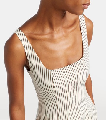 Staud Striped pleated cotton midi dress