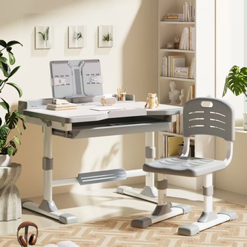 工廠直銷兒童學習桌椅可升降桌面家用矯正坐姿靠背座椅學生閱讀架[DD120109]