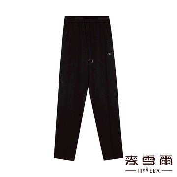 Myvega麥雪爾 保暖輕磨毛抽繩彈性腰頭哈倫褲-深灰