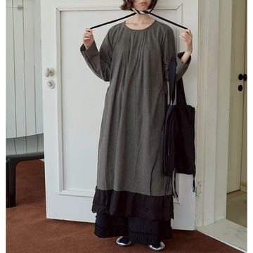 復古格紋長袖洋裝797638