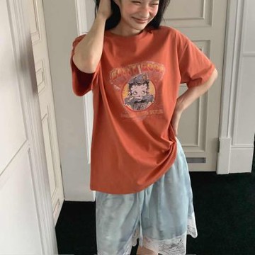 正韓女上衣 貝蒂聯名短袖T恤FOM1134-創翊韓都