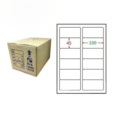 【鶴屋】A4電腦標籤 45x100mm 圓角 12格 1000張入 / 箱(L45100 LX)