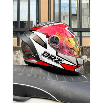 Orz摩托車頭盔男女全盔大尾翼機車頭灰四季通用個性新國標3C認證