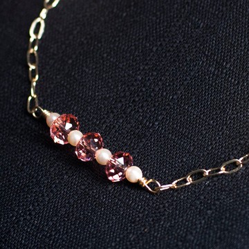 粉橘算盤珠手鏈