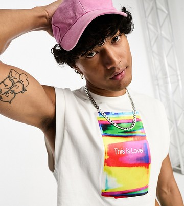 Calvin Klein Jeans Pride Unisex oversized graphic muscle tee in white