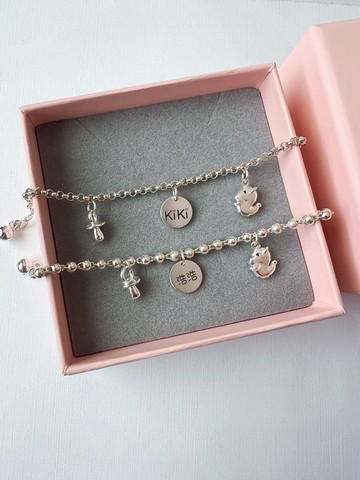 龍寶寶-萌萌龍款-925純銀手鍊-彌月禮 週歲生日-小圓牌刻字款