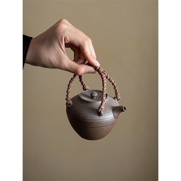 圍爐煮茶專用壺室內家用煮茶壺巖泥粗陶提梁壺單個小水壺功夫茶具