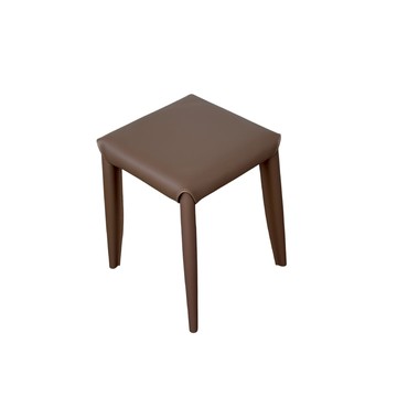 直人木業-ANTON馬鞍皮方凳-可可棕