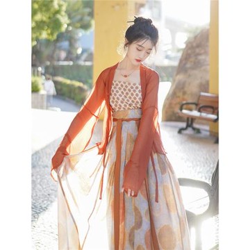 晴山木語原創漢服【霓裳】可以二穿的日常漢服對襟吊帶齊胸八破裙