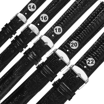 Watchband / 別緻鮮亮 色澤蜥蜴紋路 快拆 壓紋真皮錶帶 黑色
